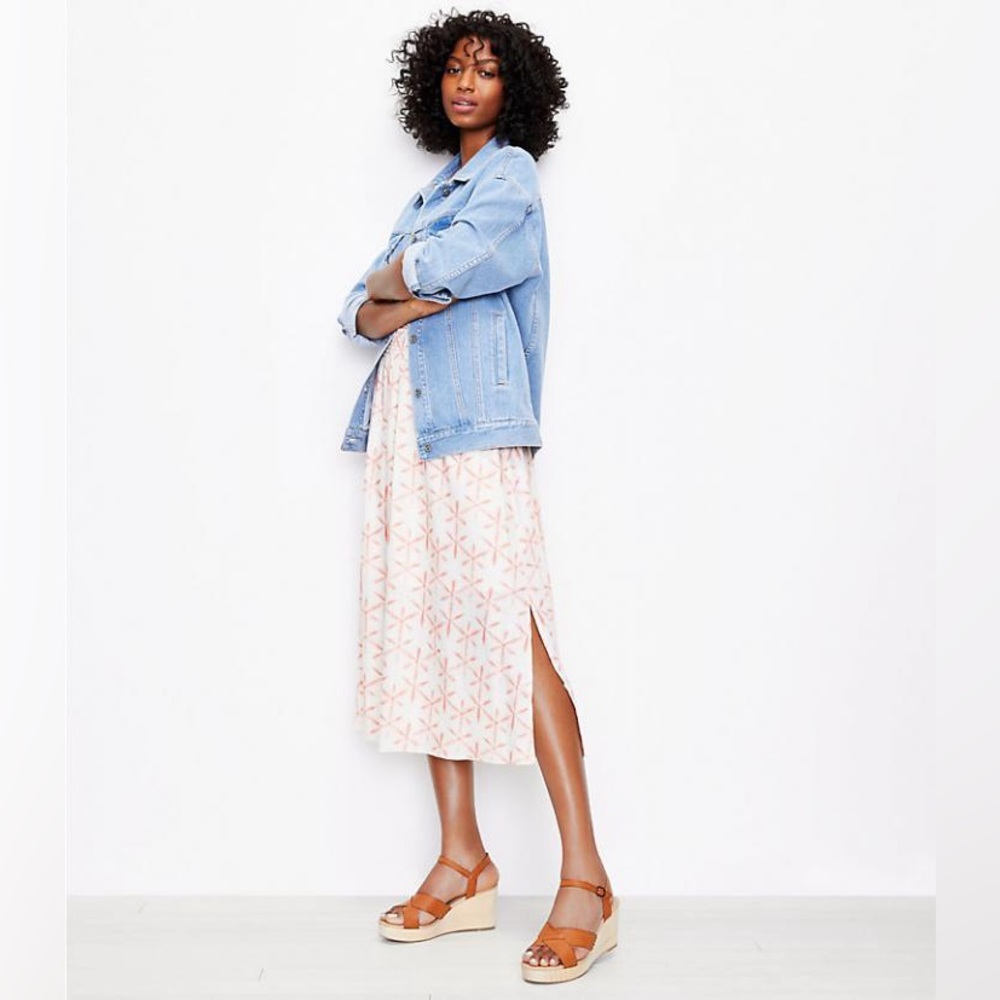Loft Linen Blend Star Tie Dye Midi Skirt